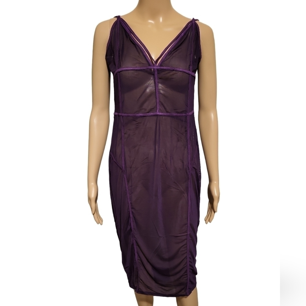 K + Glam See Through Dress - Purple (Size 2XL)
